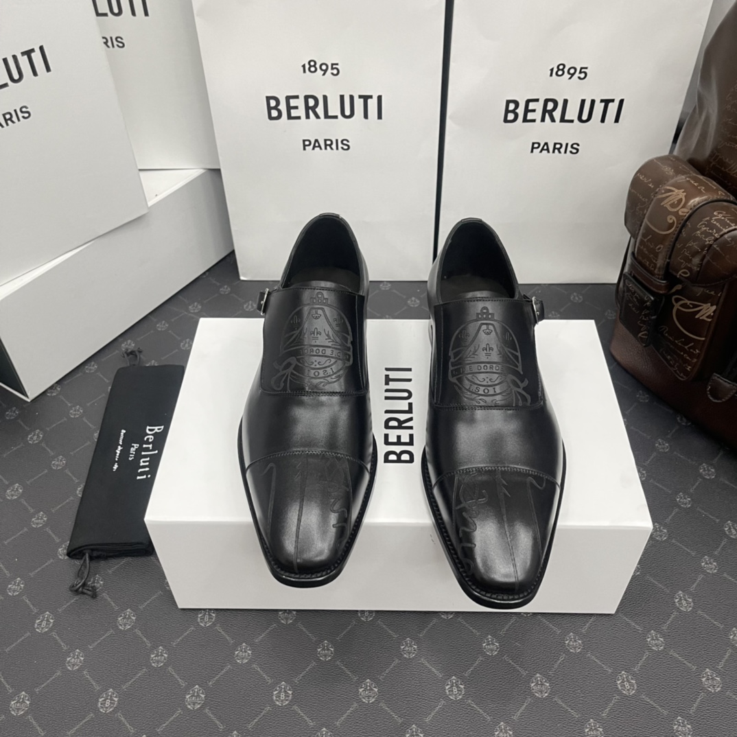 BERLUTI DEMESURE PATCHWORK SCRITTO SHOE BLACK S5590-V2