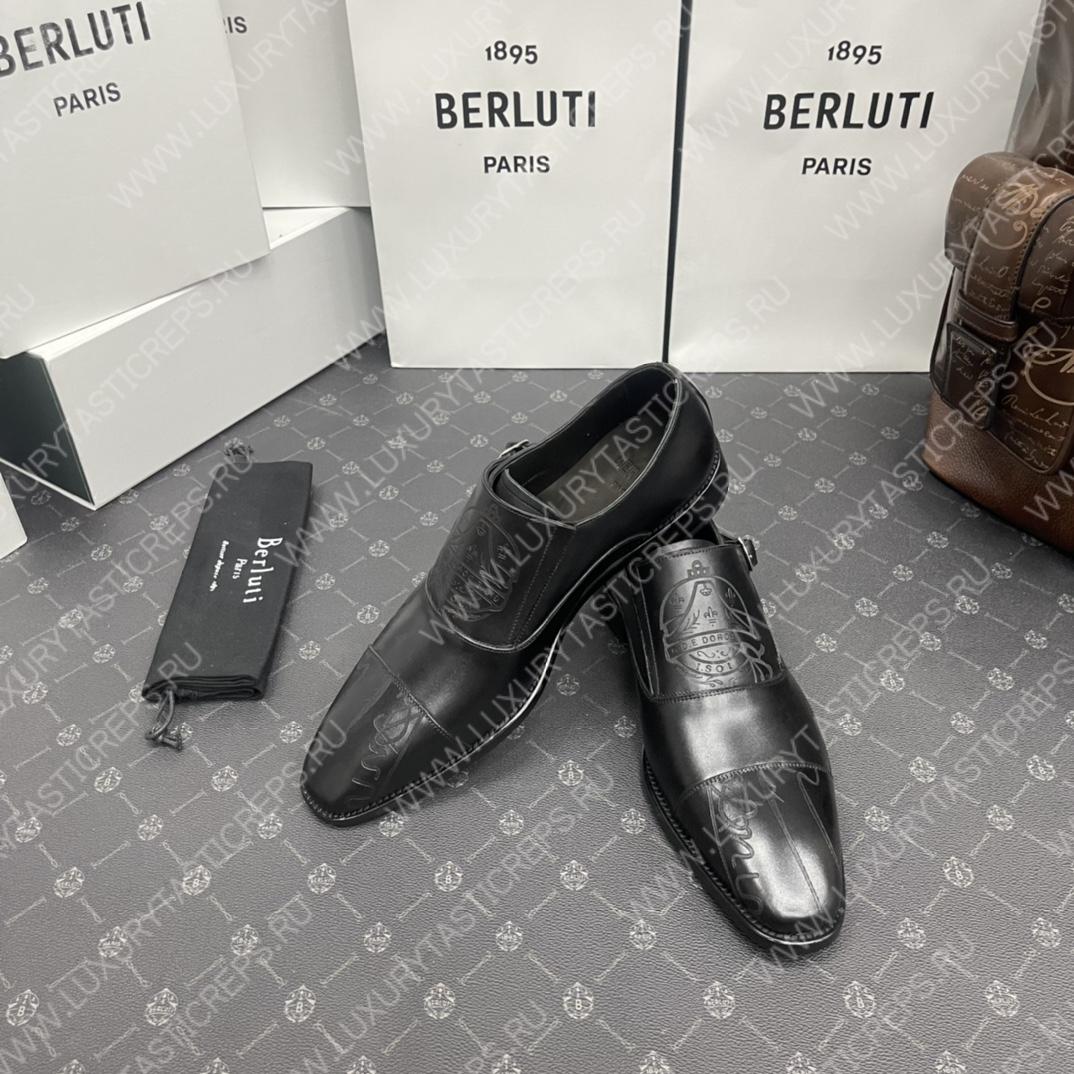 BERLUTI DEMESURE PATCHWORK SCRITTO SHOE BLACK S5590-V2