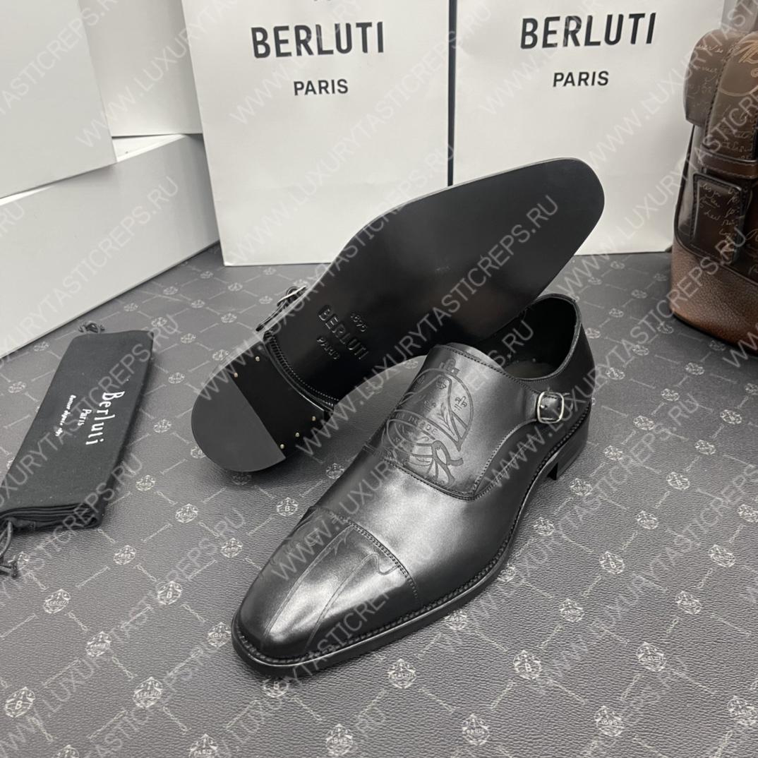 BERLUTI DEMESURE PATCHWORK SCRITTO SHOE BLACK S5590-V2