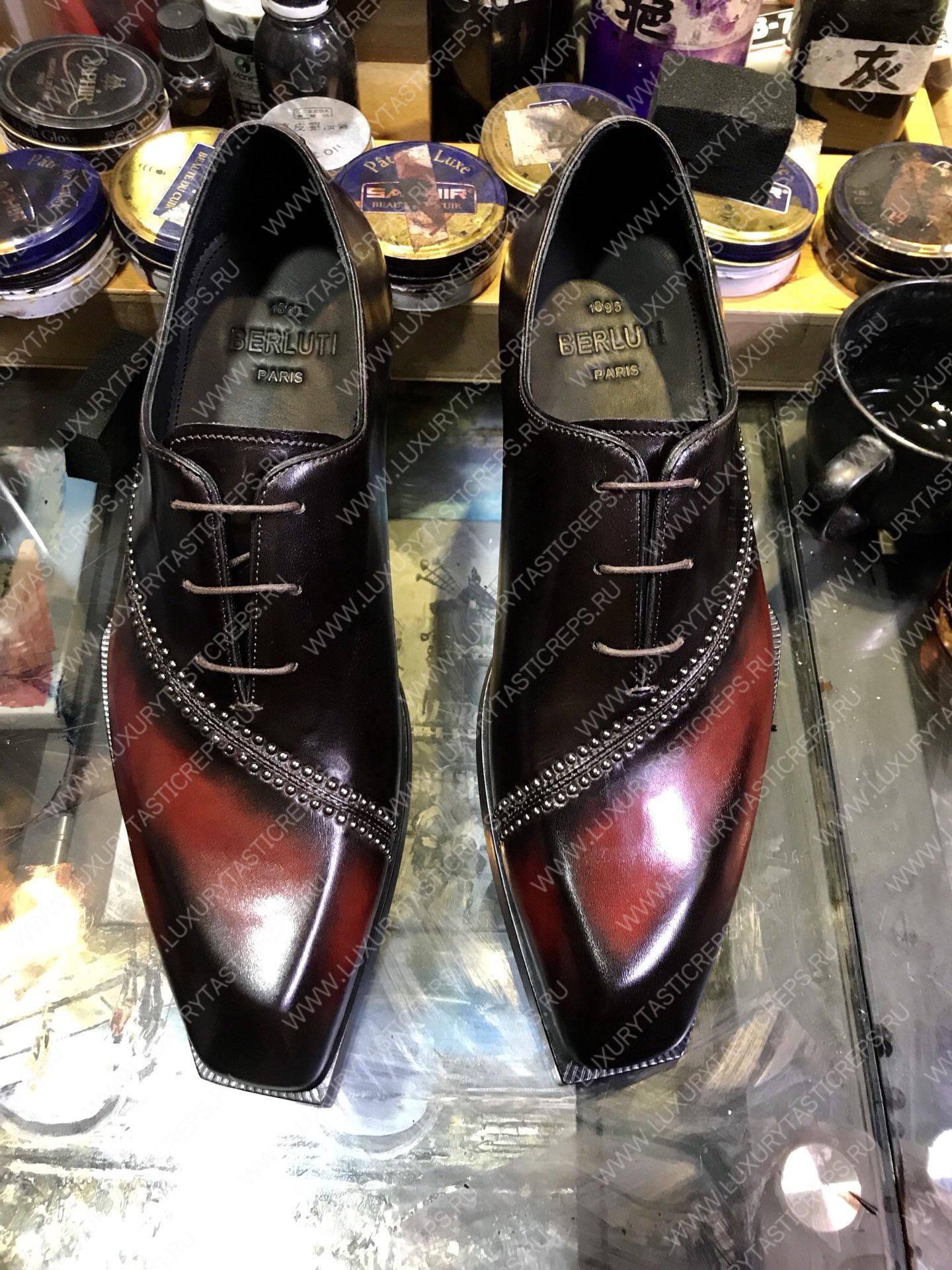 BERLUTI LEATHER OXFORD BLACK S5663-V1