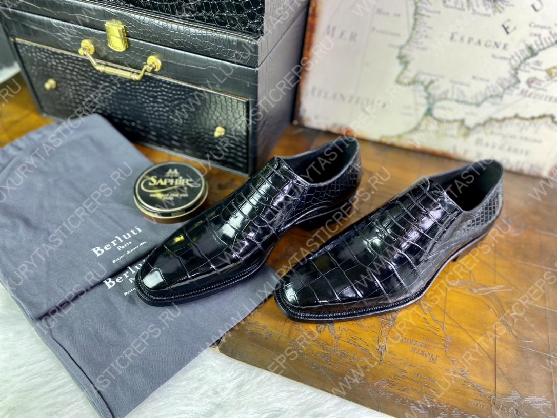 BERLUTI ALESANDRO DEMESURE NEO SCRITTO OXFORD NERO GRIGIO S5863