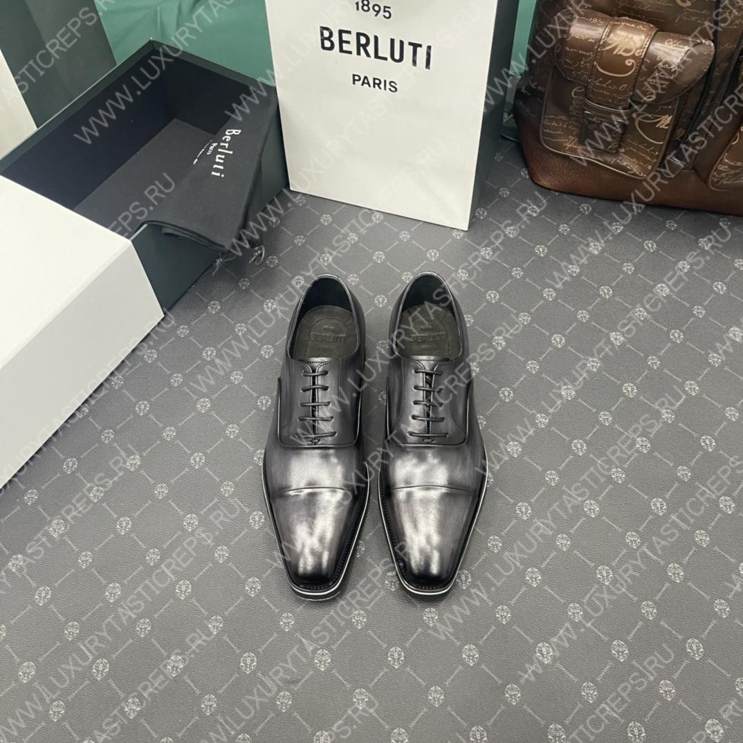 BERLUTI INFINI COUTURE OXFORD BLACK GREY S5704-V1