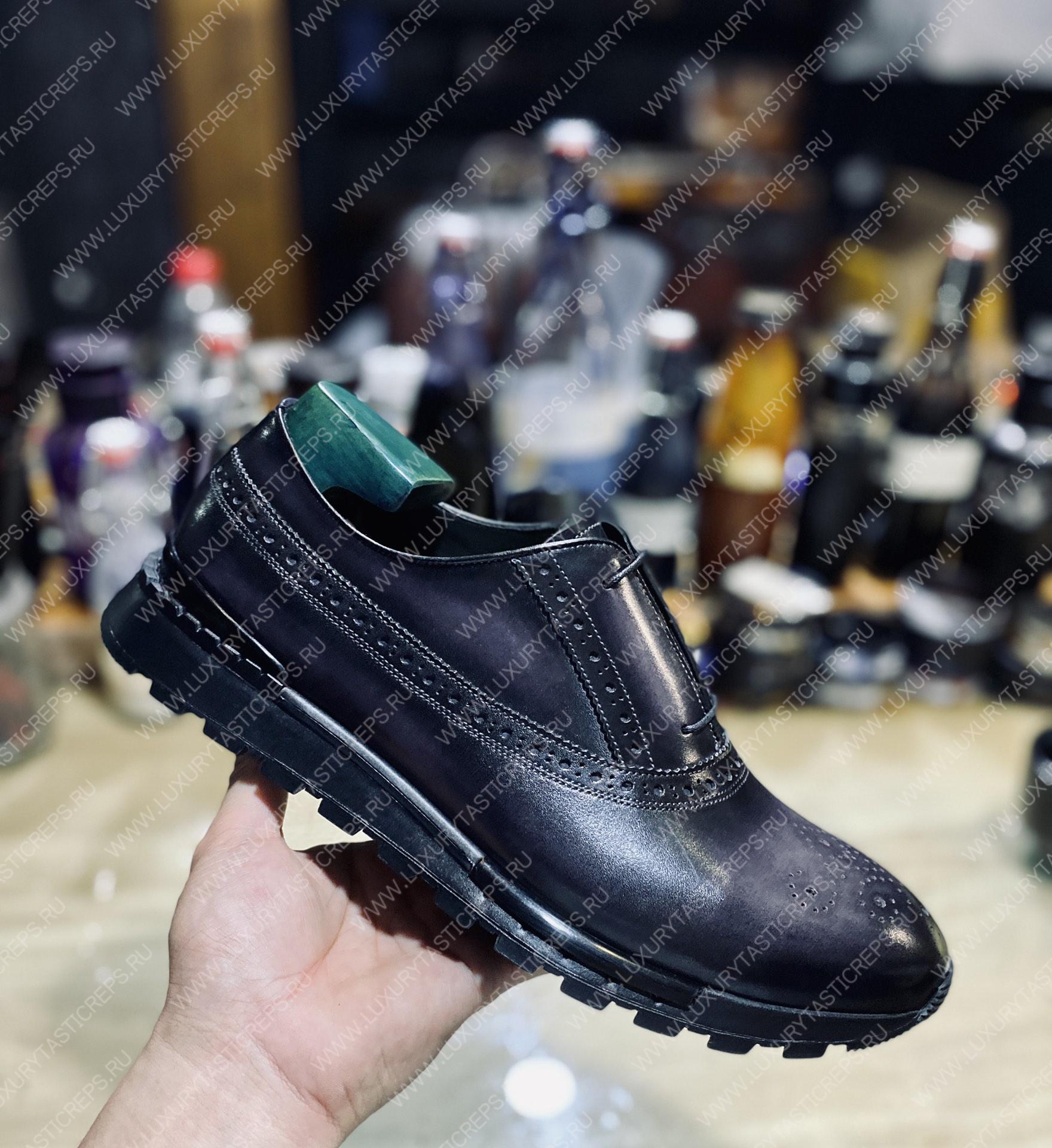 BERLUTI ALESSANDRO ALTO OXFORD BLACK GREY S5865-V2