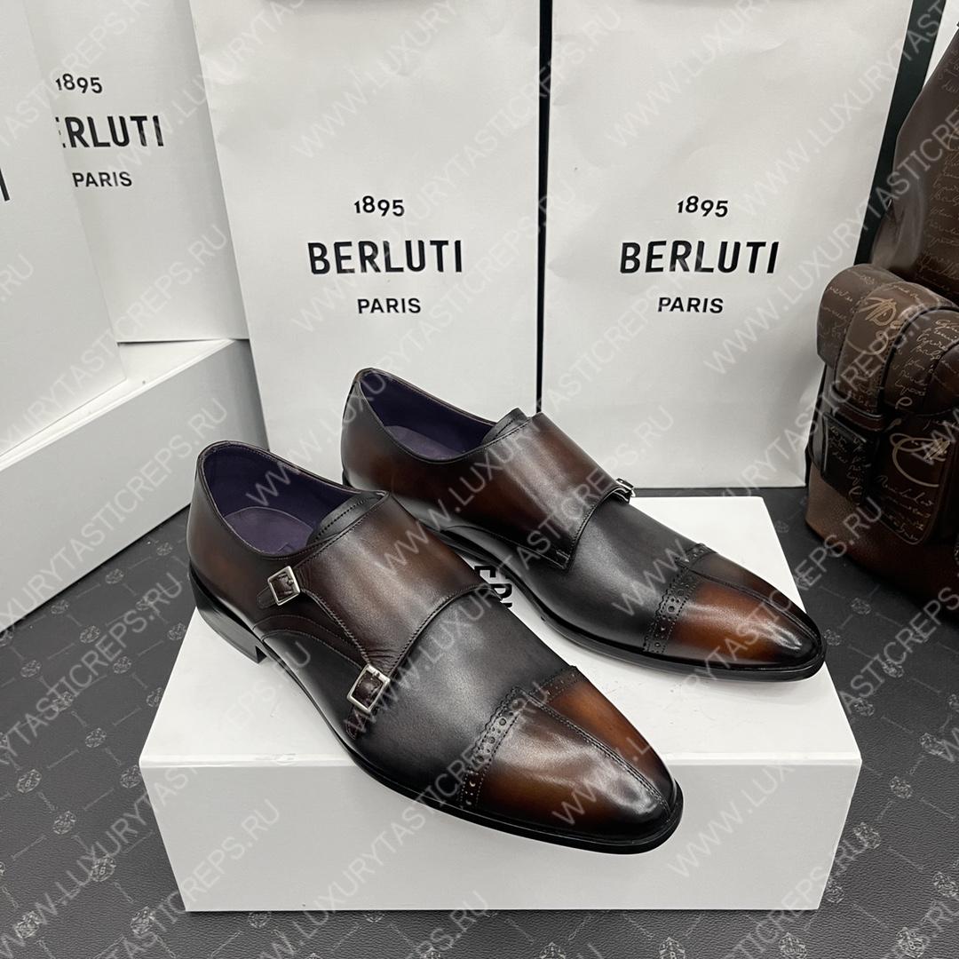 BERLUTI DOUBLE MONK SHOE BROWN AND BLACK S6025-V2
