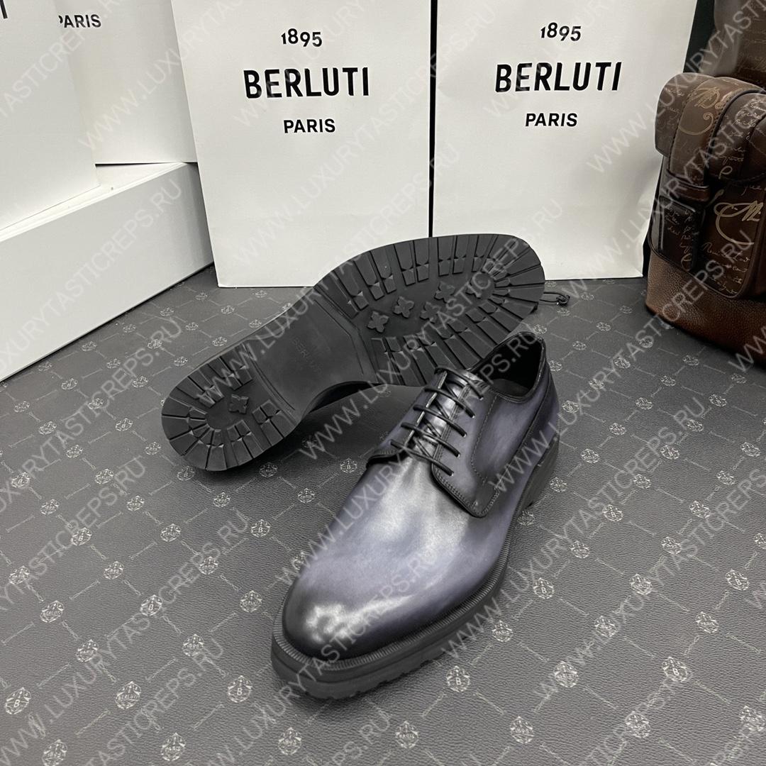BERLUTI EQUILIBRE OXFORD BLACK GREY S5501-V1