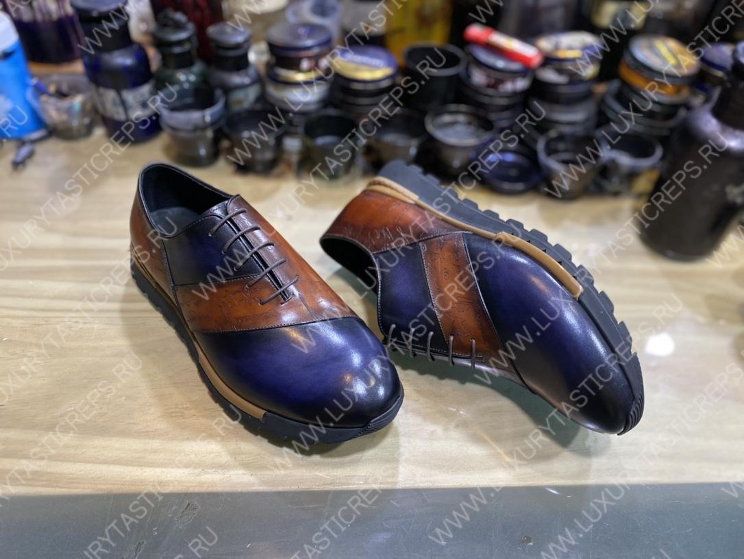 BERLUTI LEATHER OXFORDS BROWN S4540-VX1