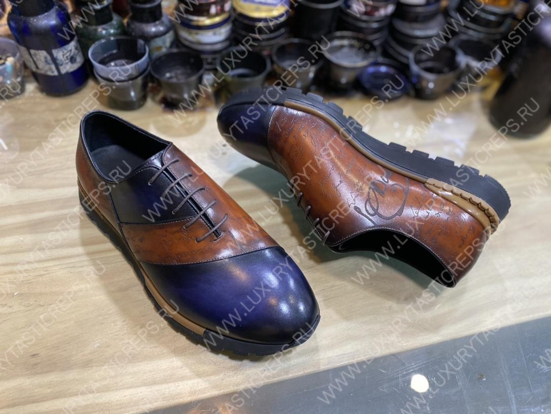 BERLUTI LEATHER OXFORDS BROWN S4540-VX1