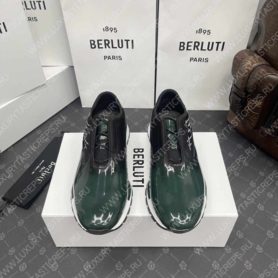 BERLUTI FAST TRACK LEATHER SNEAKER GREEN S4970-GC
