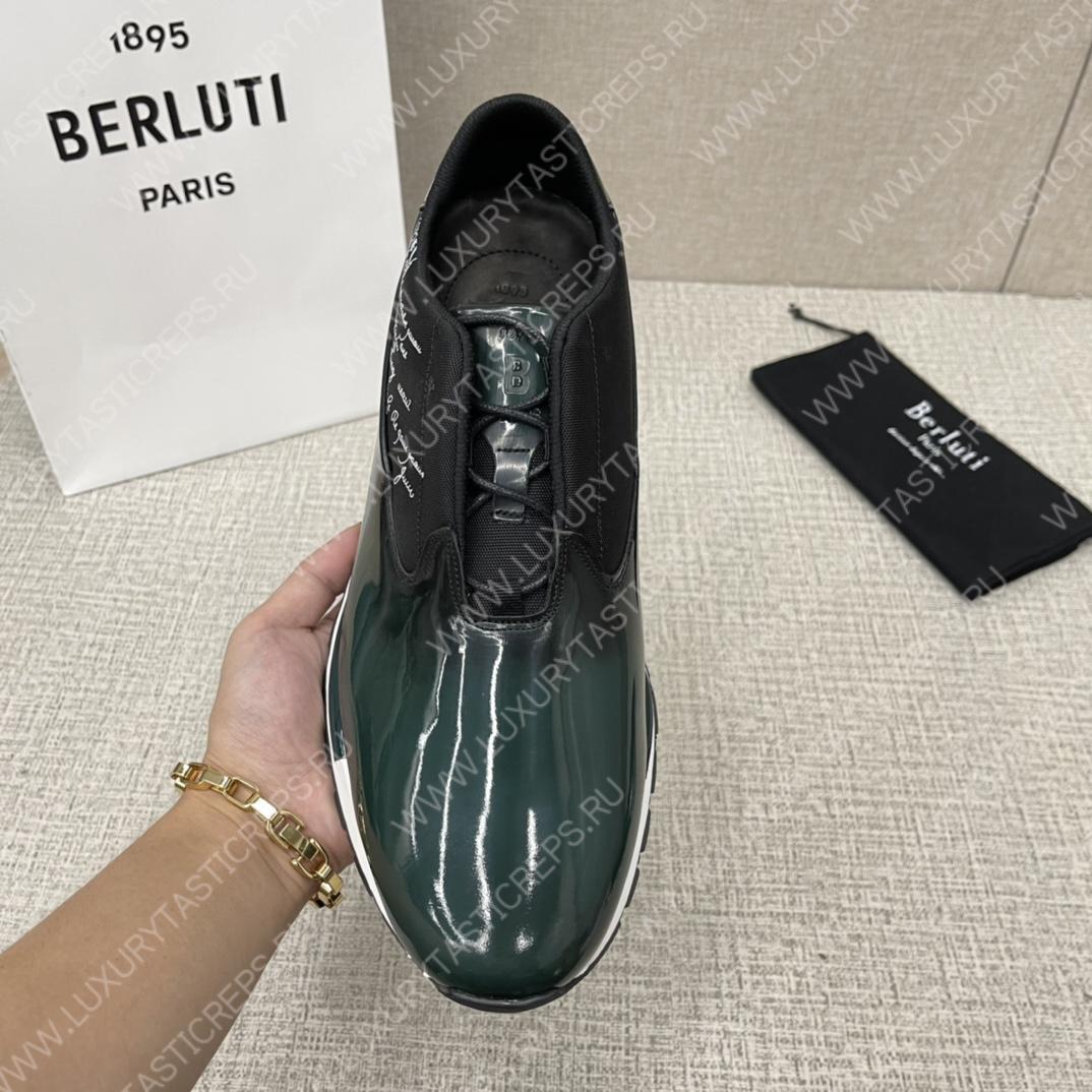 BERLUTI FAST TRACK LEATHER SNEAKER GREEN S4970-GC