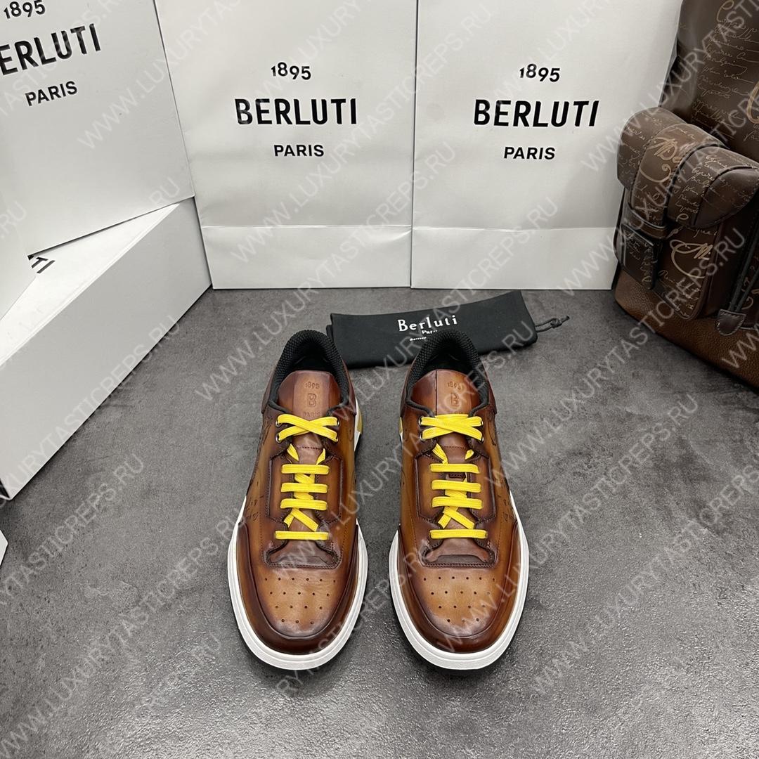 BERLUTI PLAYOFF SCRITTO SNEAKER HONEY S5867-V2