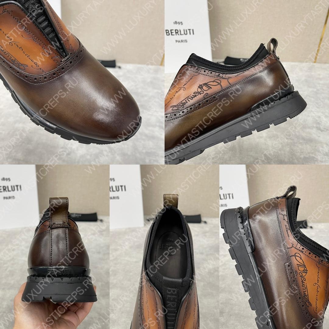 BERLUTI FAST TRACK SCRITTO SNEAKER INTENSE COCOA S6065-V2