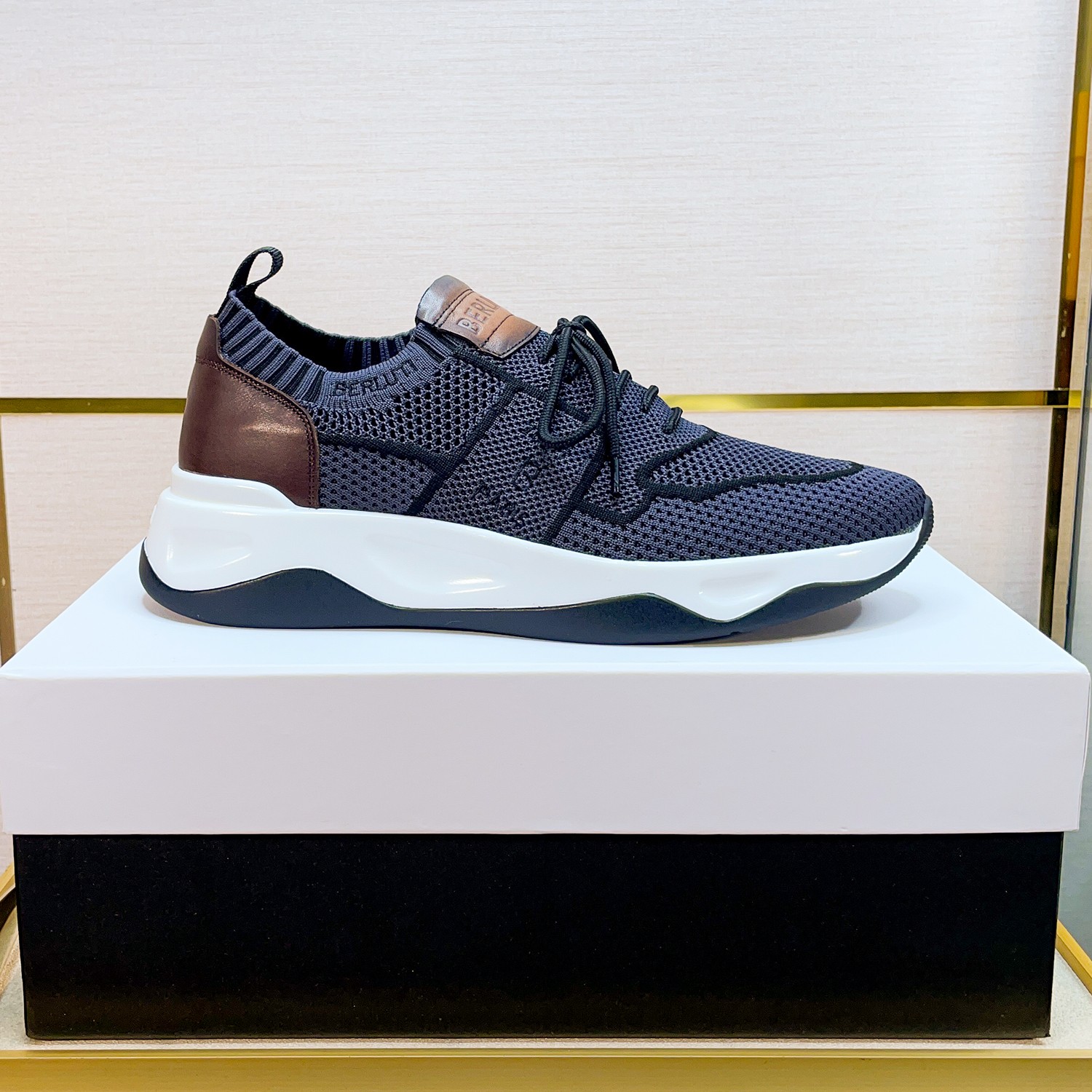 BERLUTI SHADOW KNIT SNEAKERS NAVY S4918