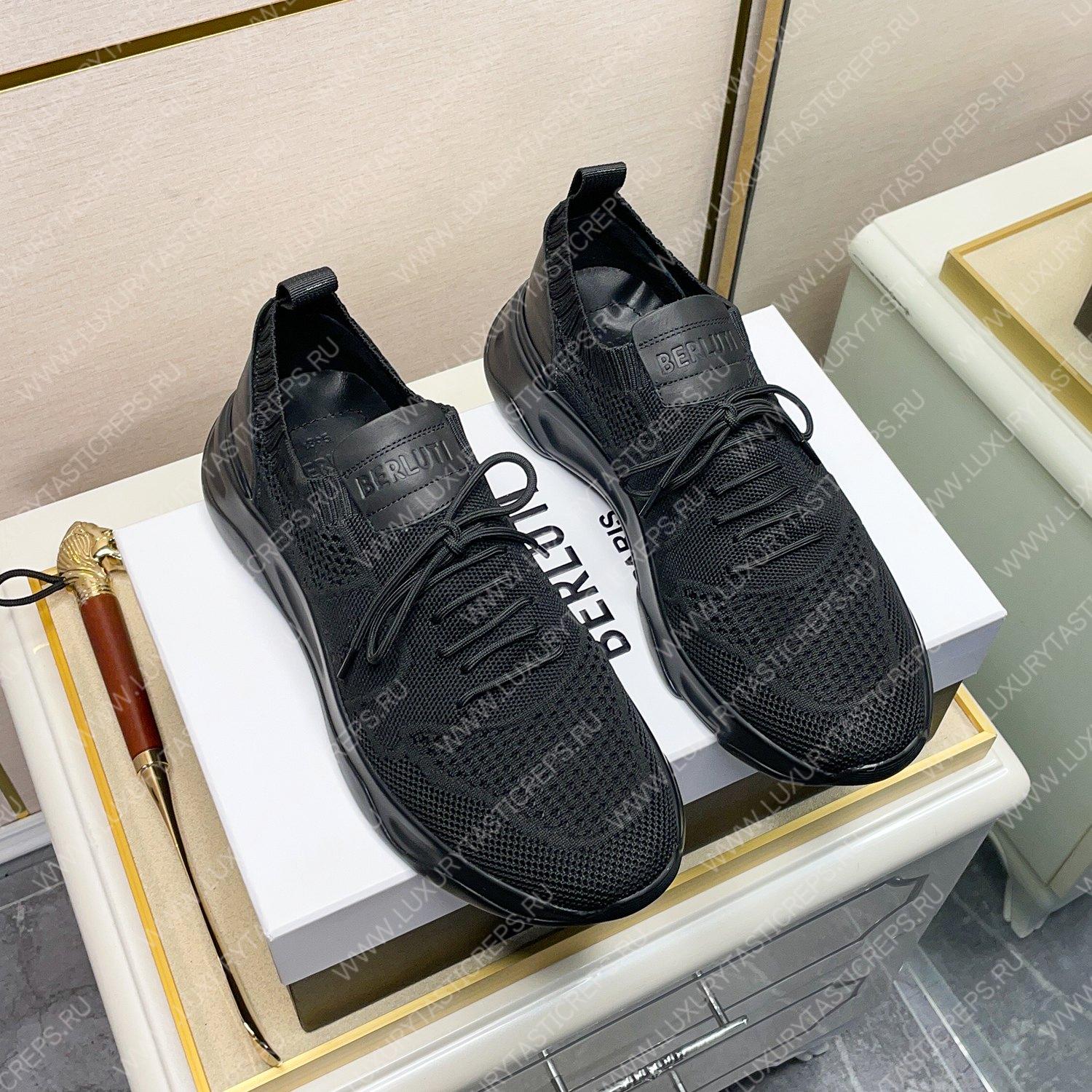 BERLUTI SHADOW KNIT SNEAKERS BLACK S4918
