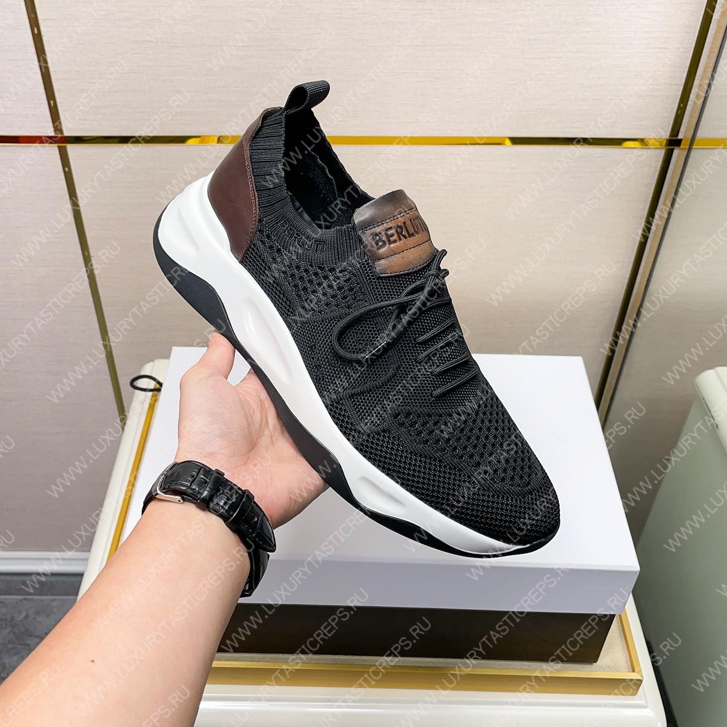 BERLUTI SHADOW KNIT SNEAKERS BLACK S4918