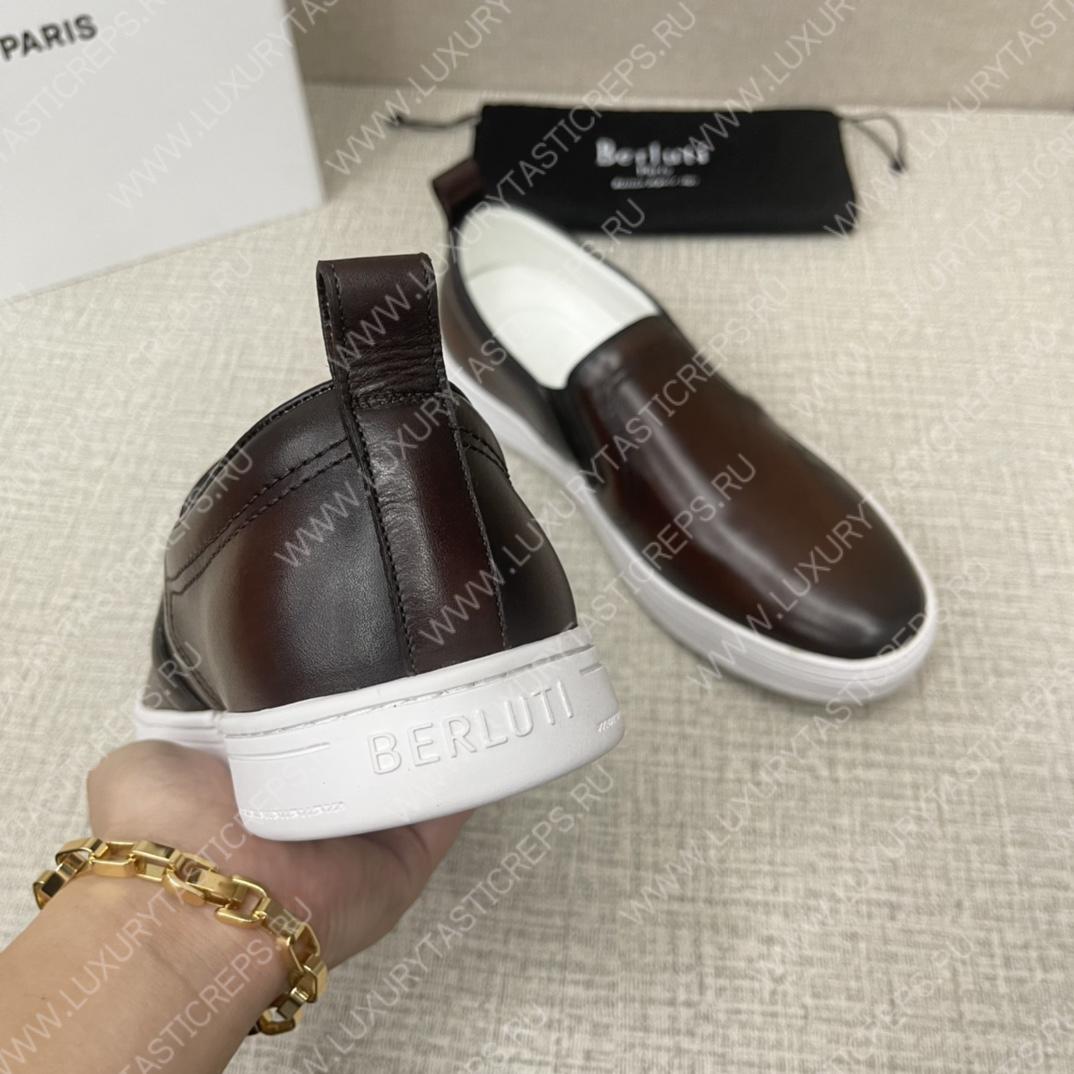 BERLUTI PLAYTIME SCRITTO SLIP-ON DARK BROWN S5685-V2