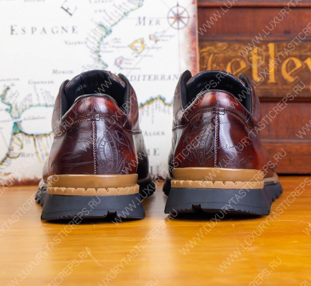 BERLUTI PLATOFF SCRITTO SNEAKER HONEY S5867