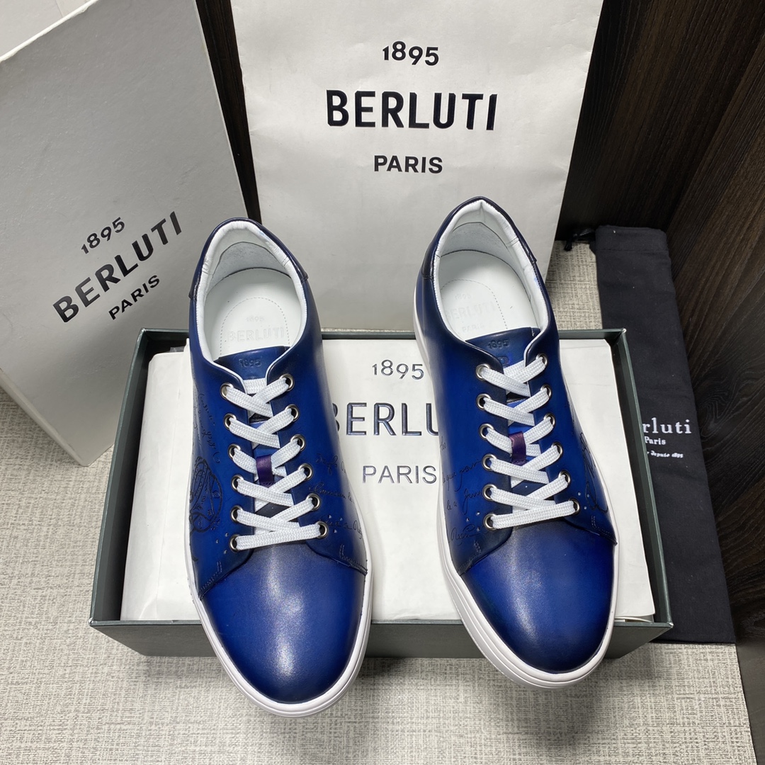 BERLUTI PLAYTIME SCRITTO SNEAKER BLUE S5330-V2