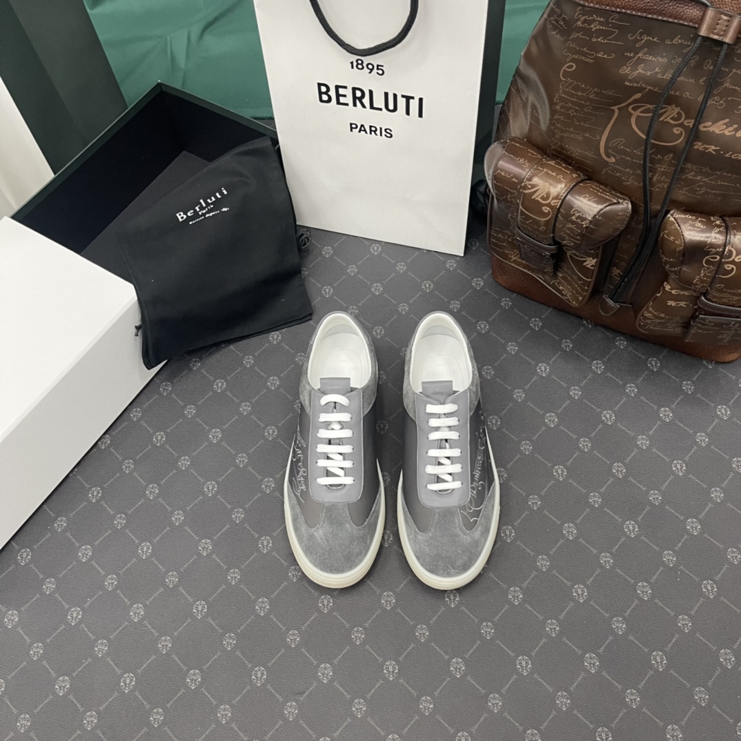 BERLUTI PLAYTIME SCRITTO SNEAKER DARK GREY S5830-BA8
