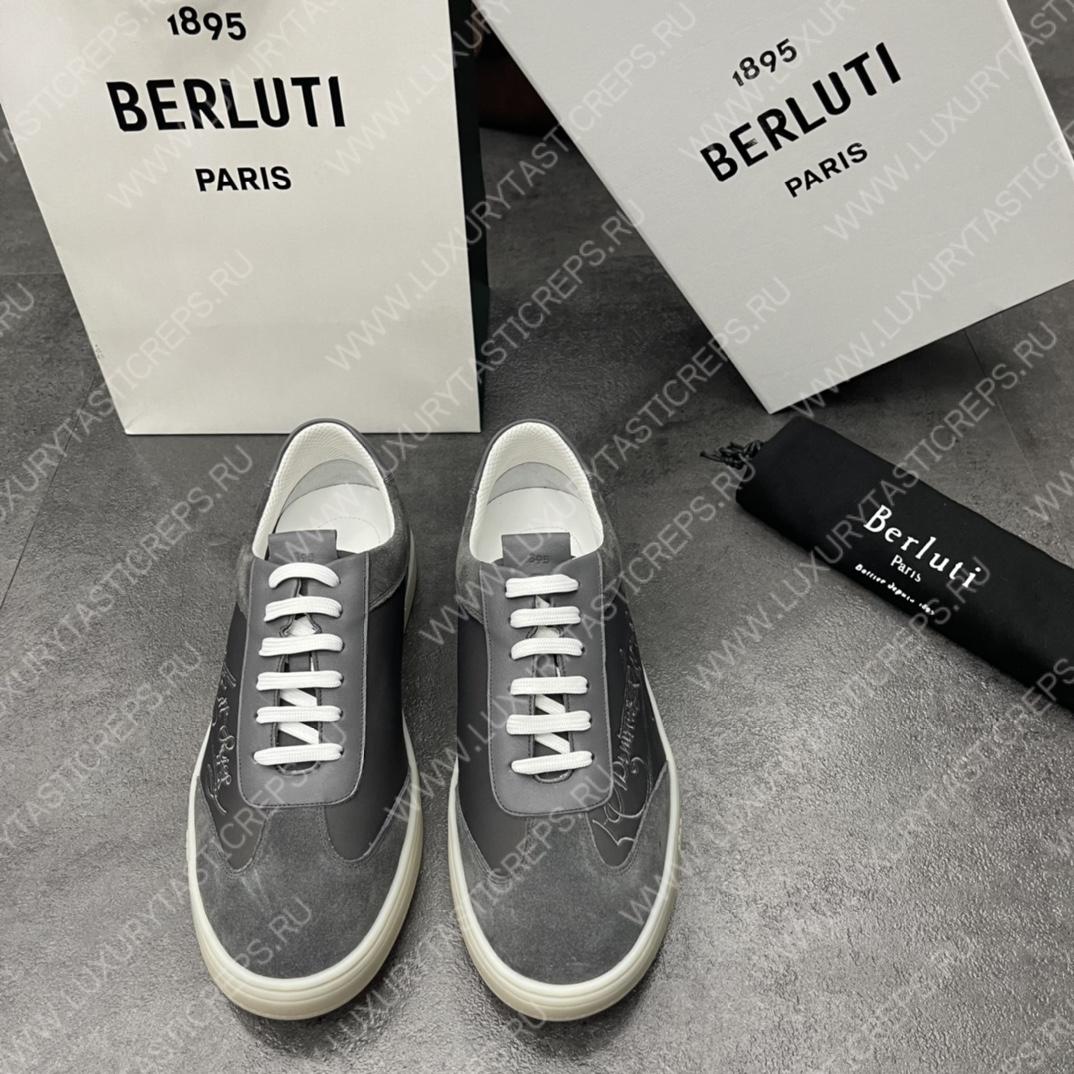 BERLUTI PLAYTIME SCRITTO SNEAKER DARK GREY S5830-BA8
