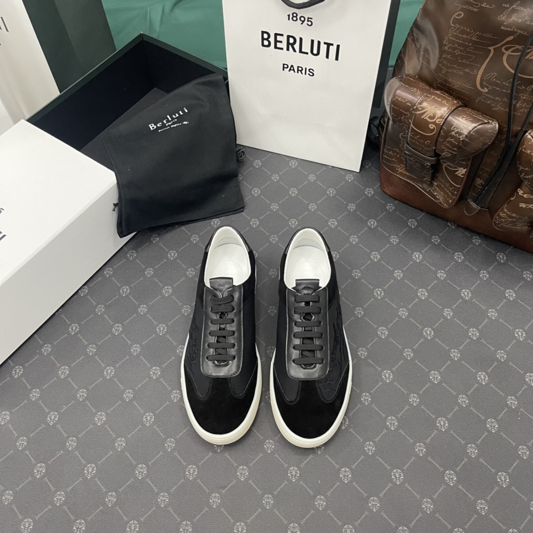 BERLUTI PLAYTIME SCRITTO SNEAKER BLACK S5830-BA8