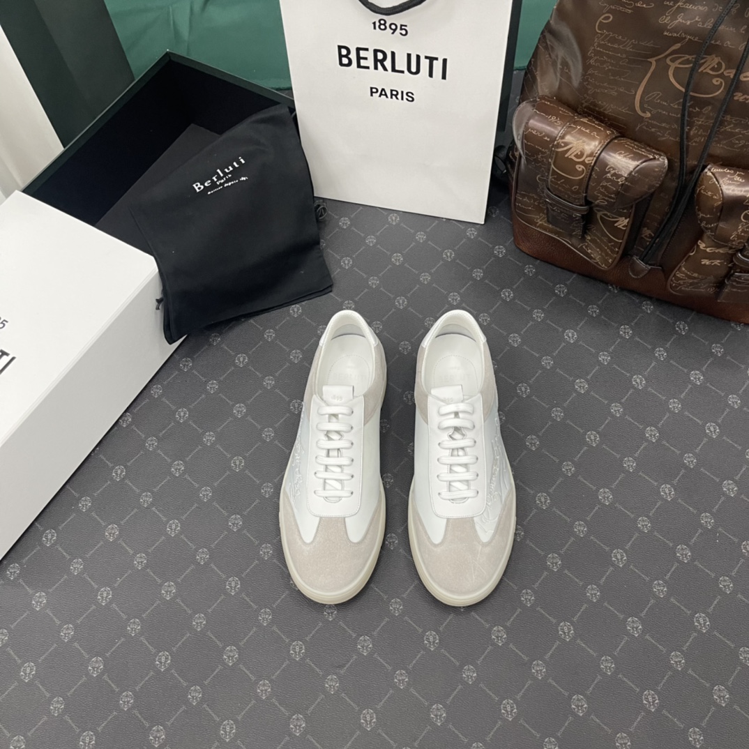 BERLUTI PLAYTIME SCRITTO SNEAKER WHITE S5830-BA8
