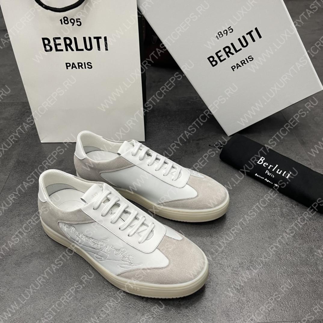 BERLUTI PLAYTIME SCRITTO SNEAKER WHITE S5830-BA8