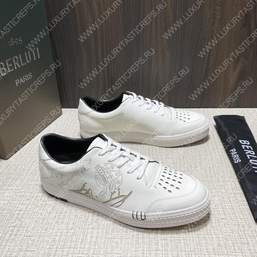 BERLUTI PLAYTIME SCRITTO SNEAKER WHITE S5304-V31