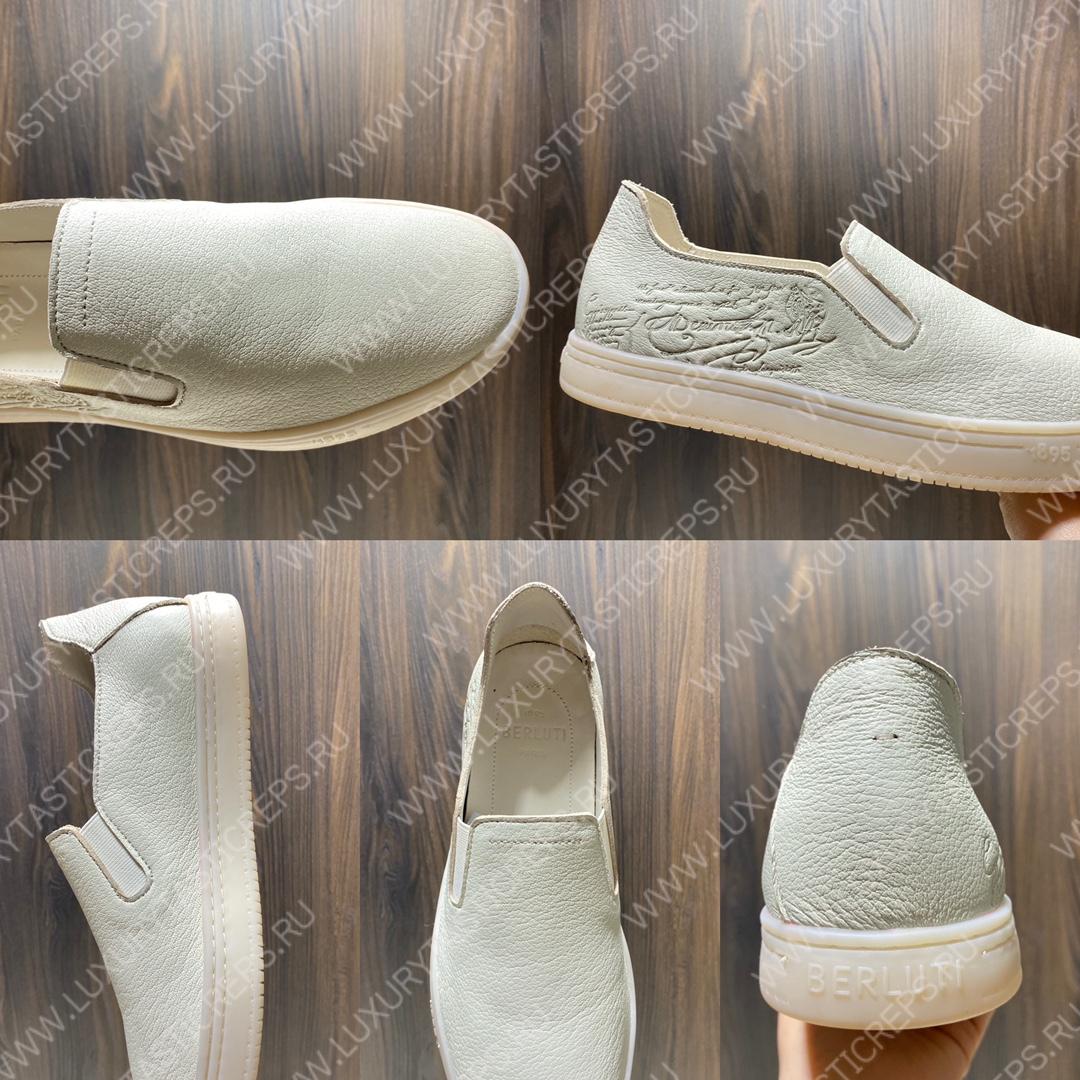 BERLUTI EDIN SCRITTO SLIP ON WHITE S5752-D2