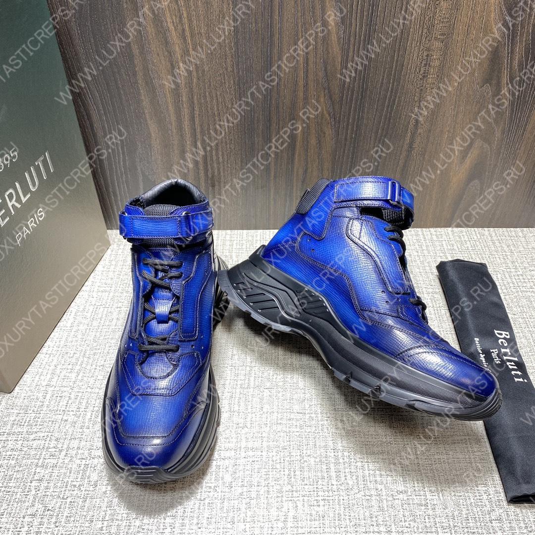 BERLUTI PLAYOFF LEATHER SNEAKER BLUE S5798-V1
