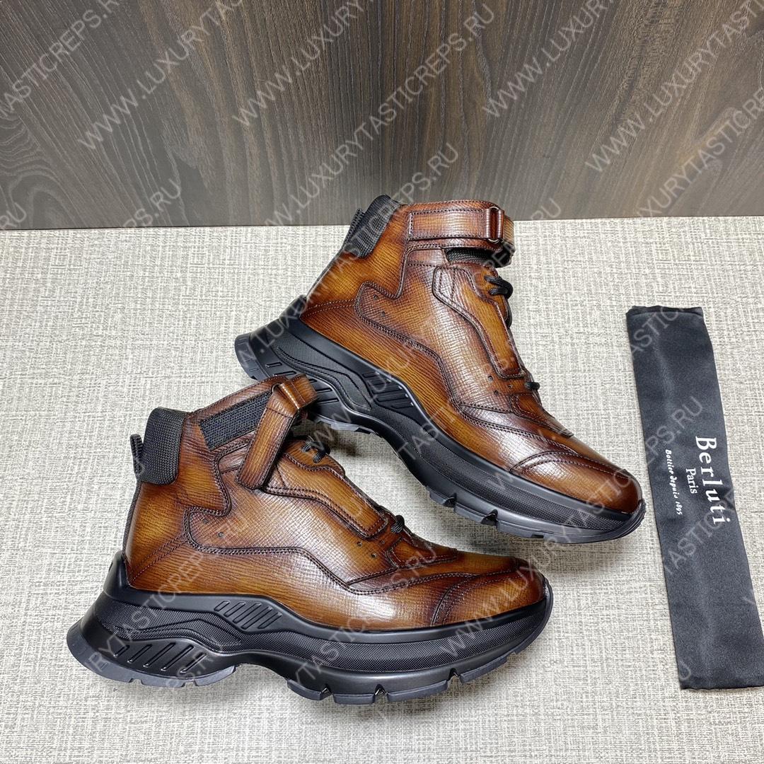 BERLUTI PLAYOFF LEATHER SNEAKER BROWN S5798-V1