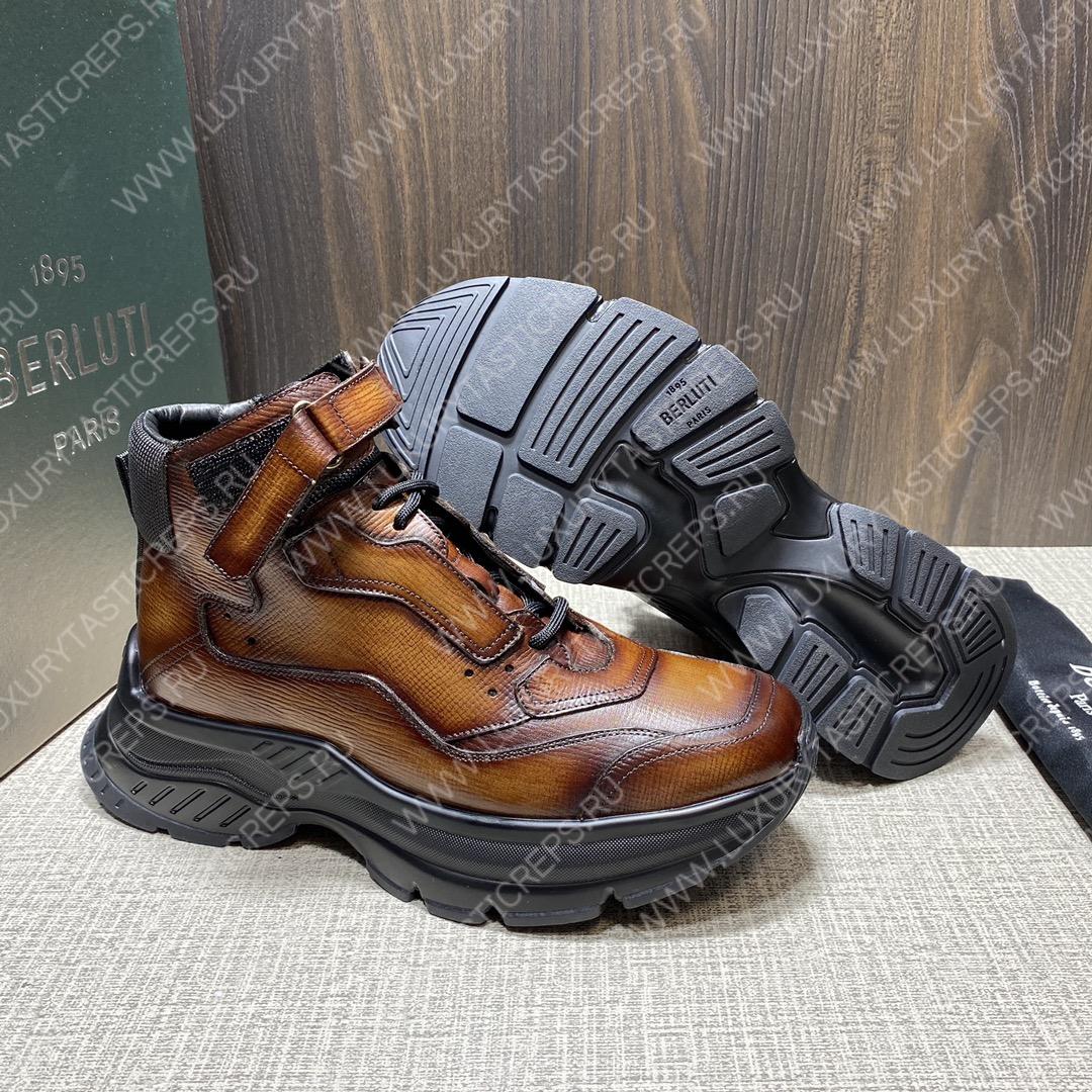 BERLUTI PLAYOFF LEATHER SNEAKER BROWN S5798-V1