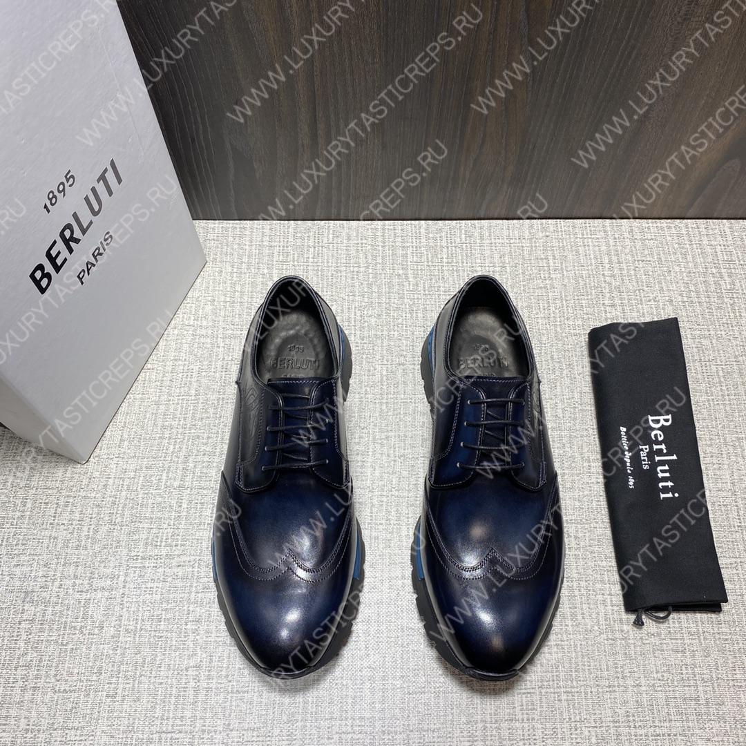 BERLUTI FAST TRACK SCRITTO SNEAKER BLUE S5541
