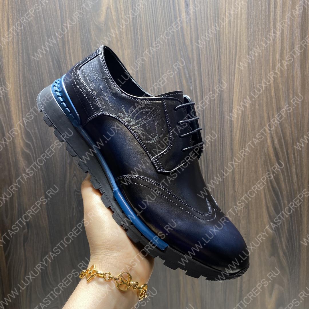 BERLUTI FAST TRACK SCRITTO SNEAKER BLUE S5541