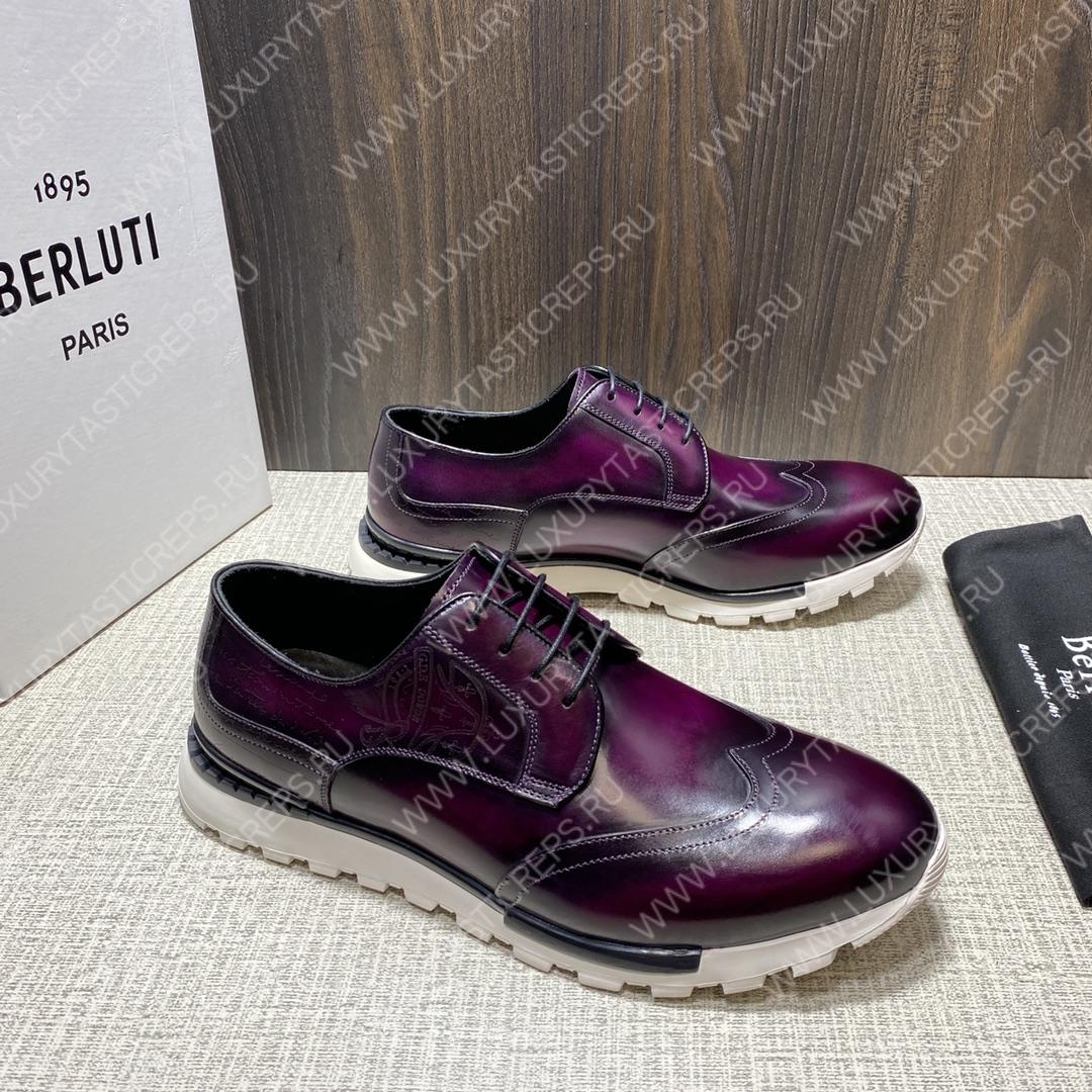 BERLUTI FAST TRACK SCRITTO SNEAKER PURPLE S5541