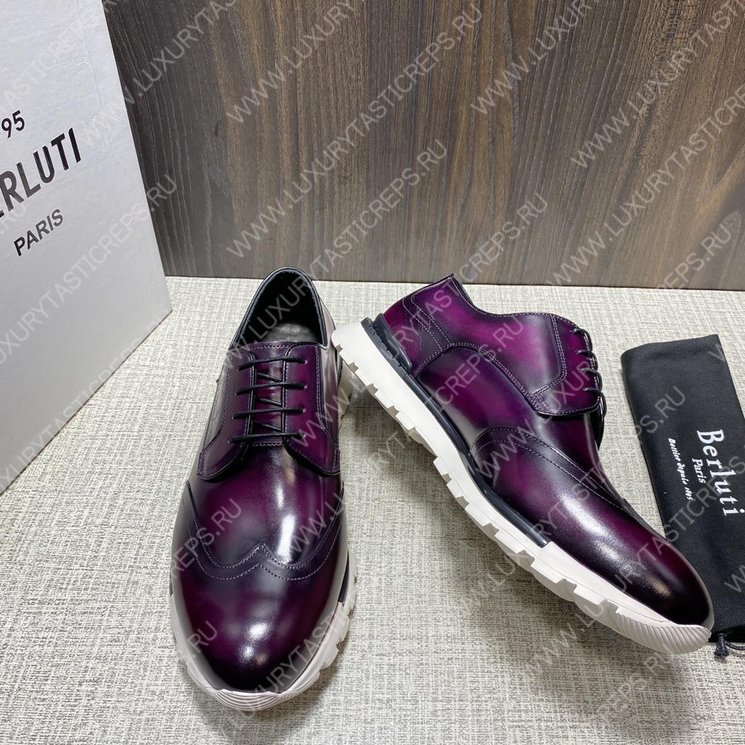 BERLUTI FAST TRACK SCRITTO SNEAKER PURPLE S5541