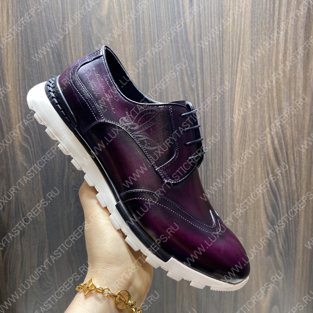 BERLUTI FAST TRACK SCRITTO SNEAKER PURPLE S5541