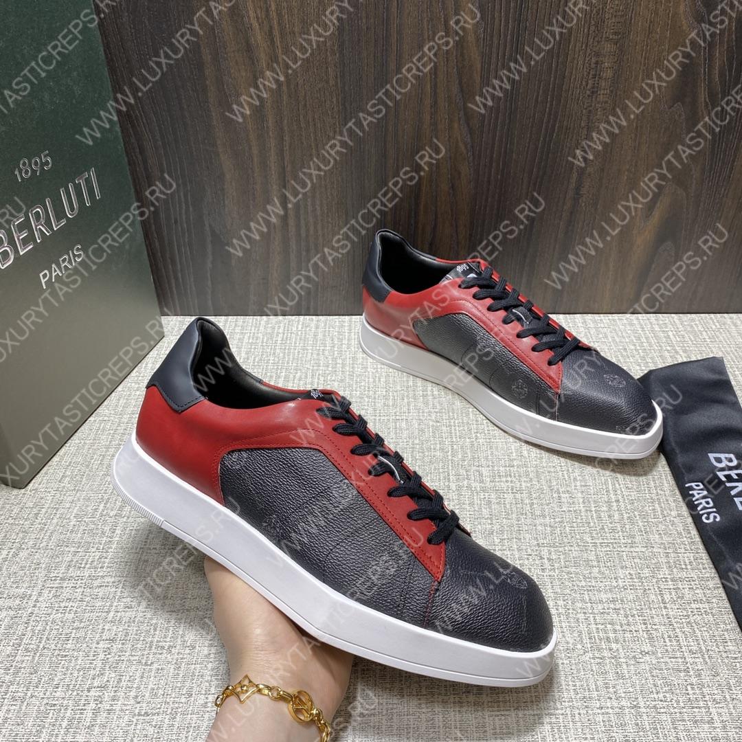 BERLUTI PLAYTIME SNEAKER BLACK AND RED S6163-V31