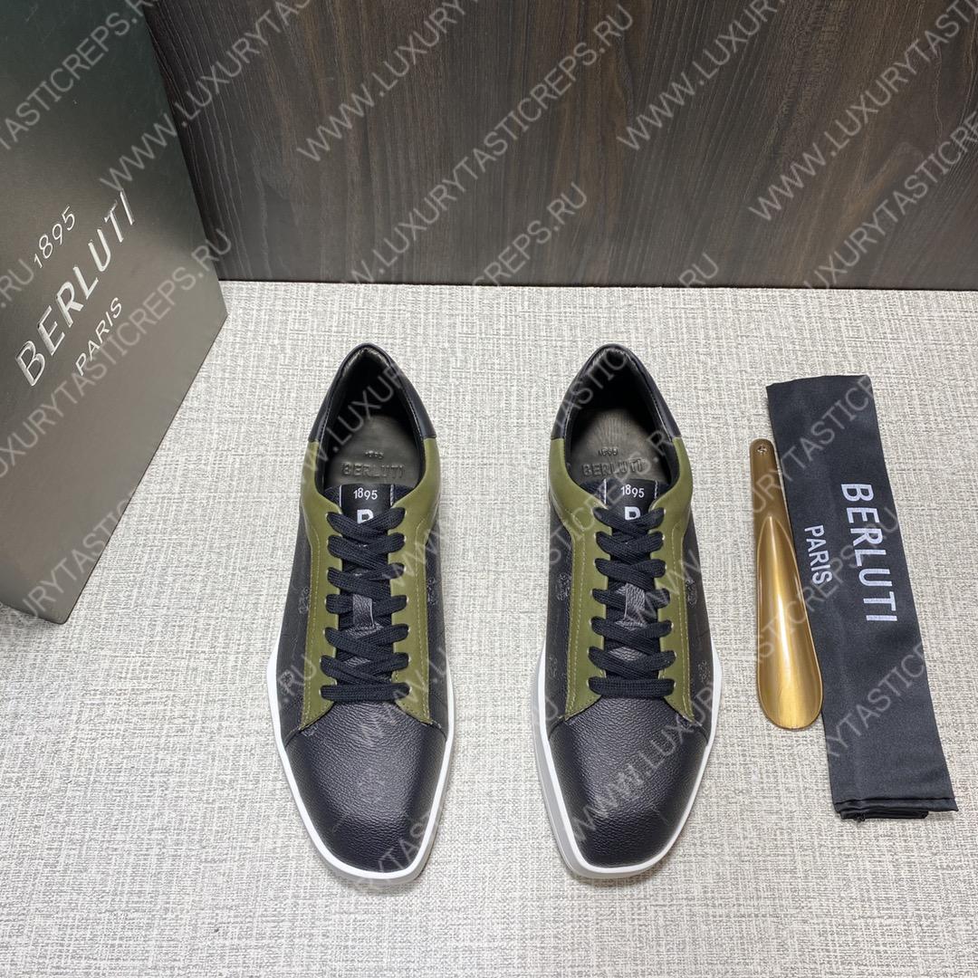 BERLUTI PLAYTIME SNEAKER BLACK AND KHAKI S6163-V31