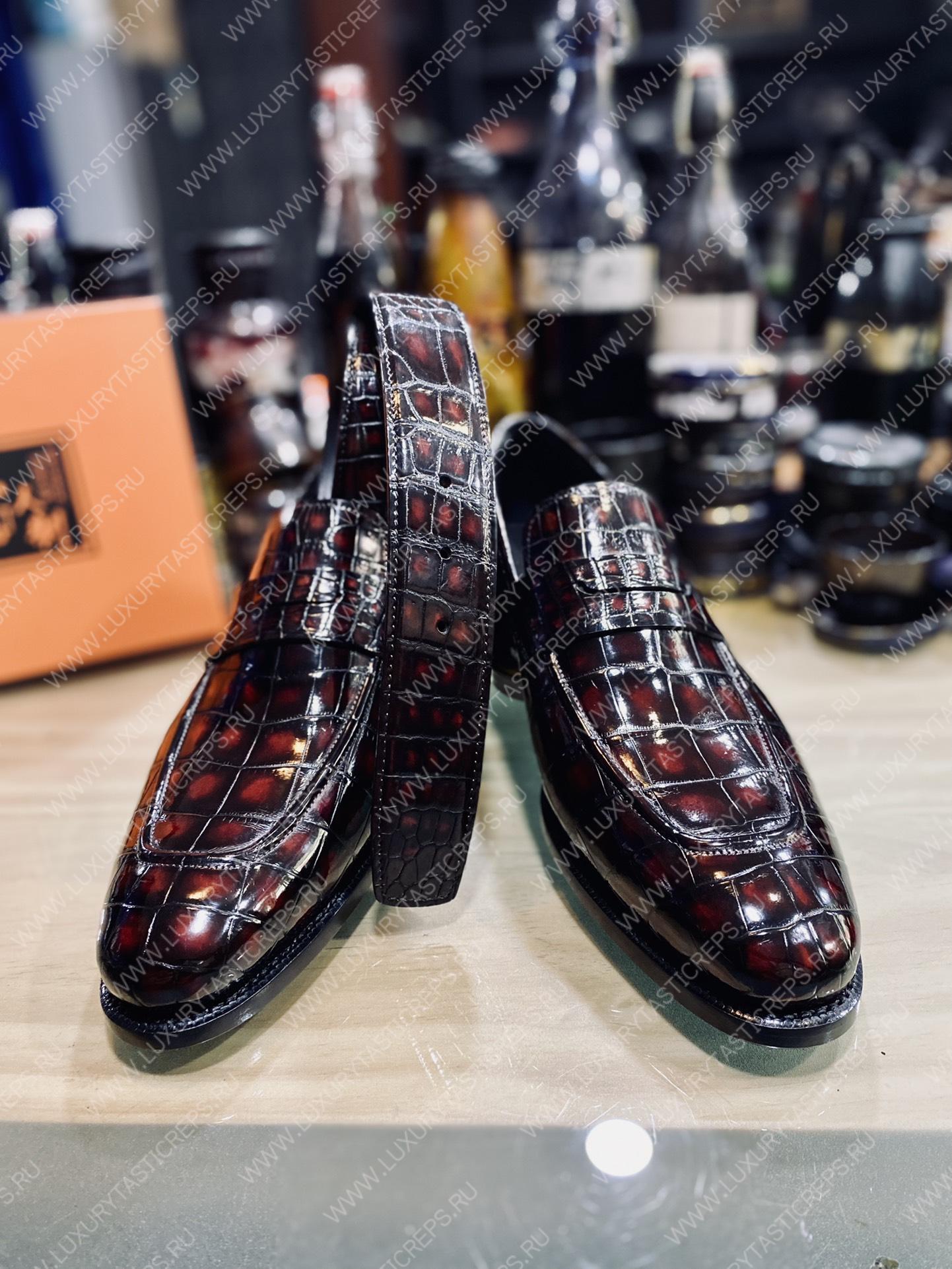 BERLUTI ALESSANDRO DEMESURE ALLIGATOR OXFORD MAROON S1412-E2