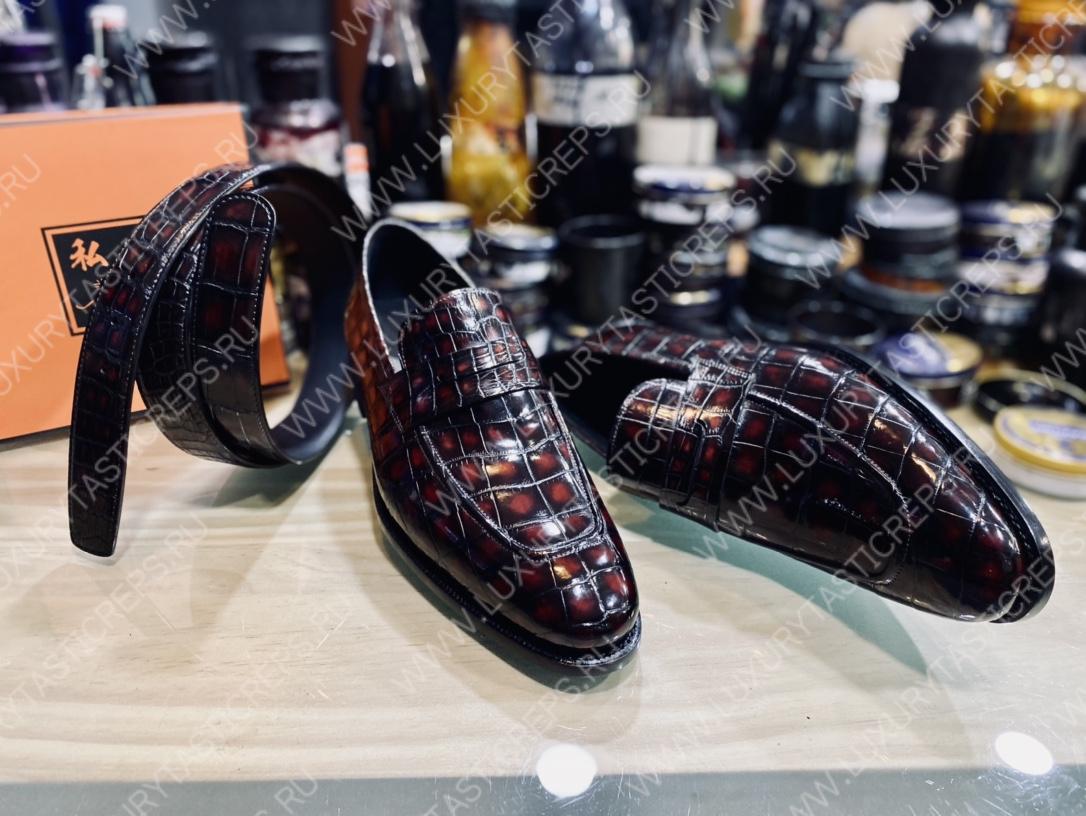 BERLUTI ALESSANDRO DEMESURE ALLIGATOR OXFORD MAROON S1412-E2