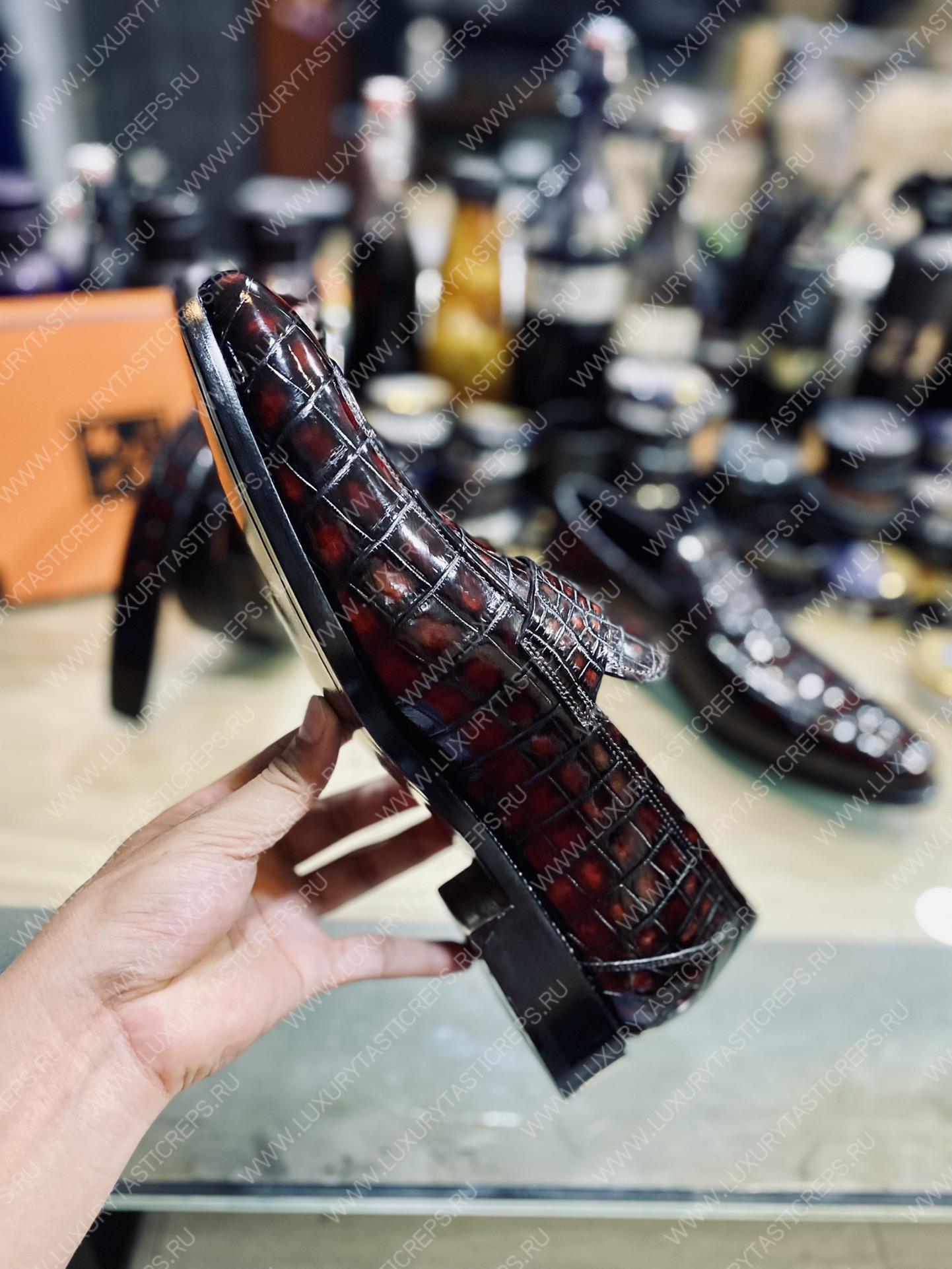 BERLUTI ALESSANDRO DEMESURE ALLIGATOR OXFORD MAROON S1412-E2