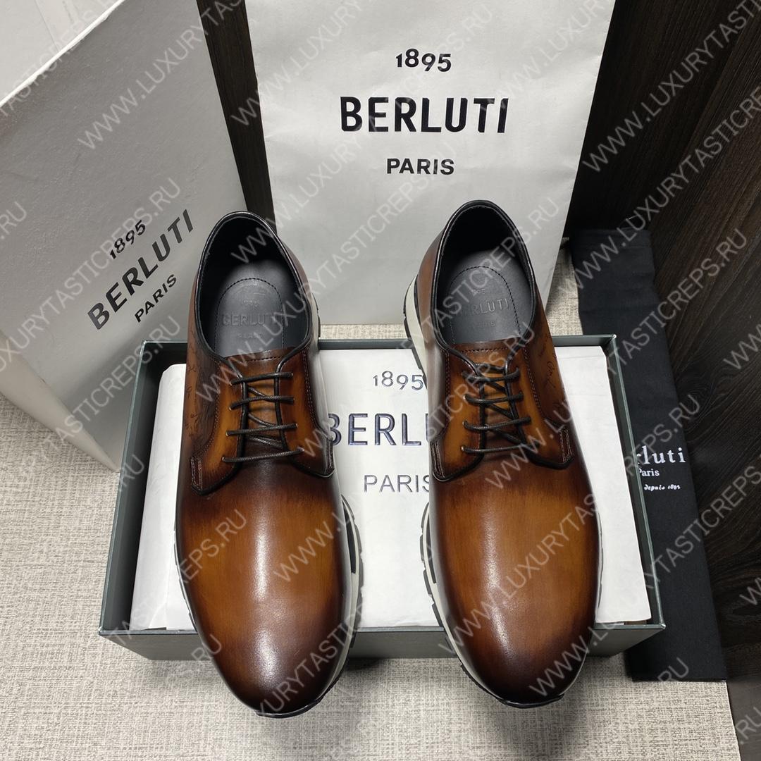 BERLUTI FAST TRACK SCRITTO SNEAKERS BROWN S3873-V1