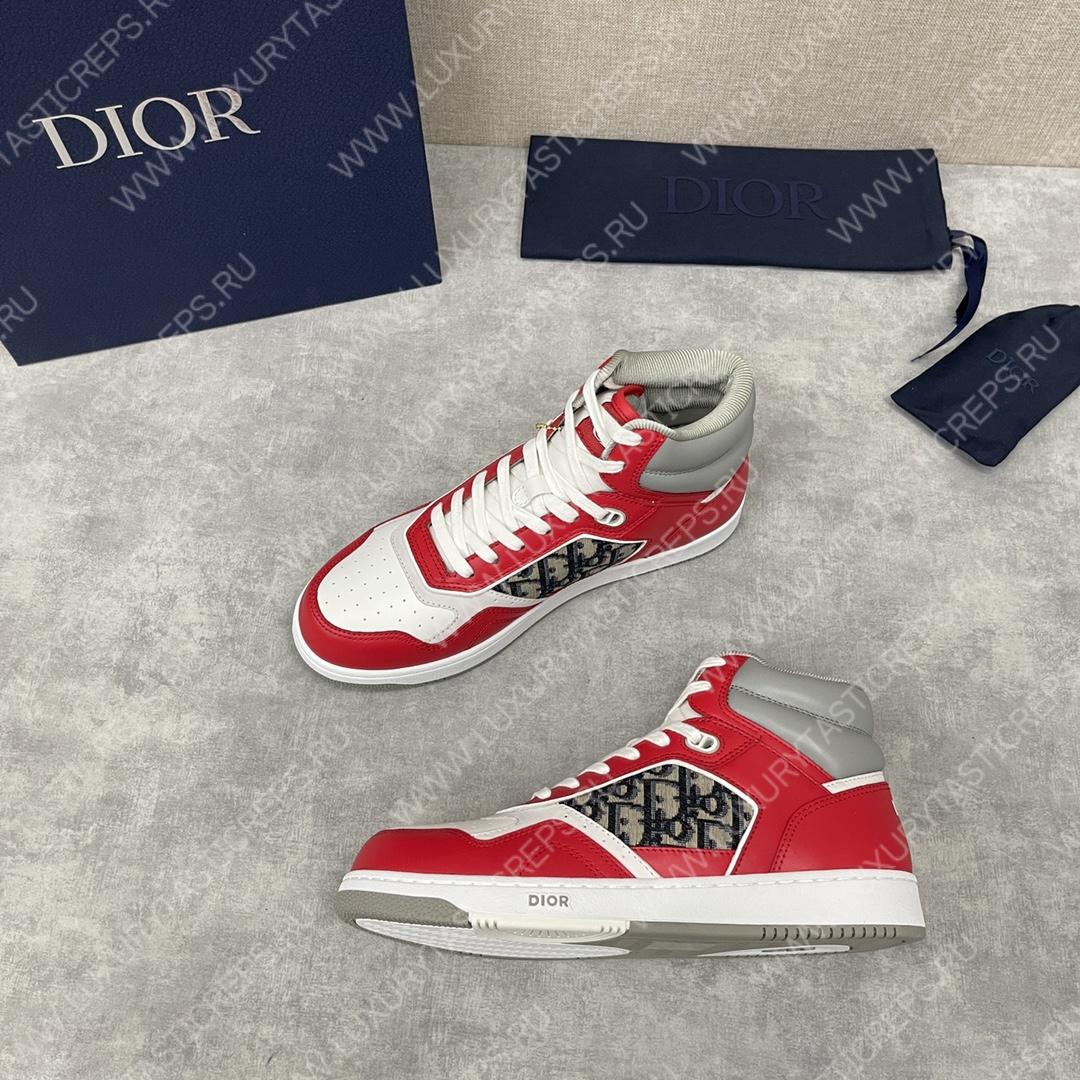 D*or b27 high-top sneaker red and white am1vi327tcch