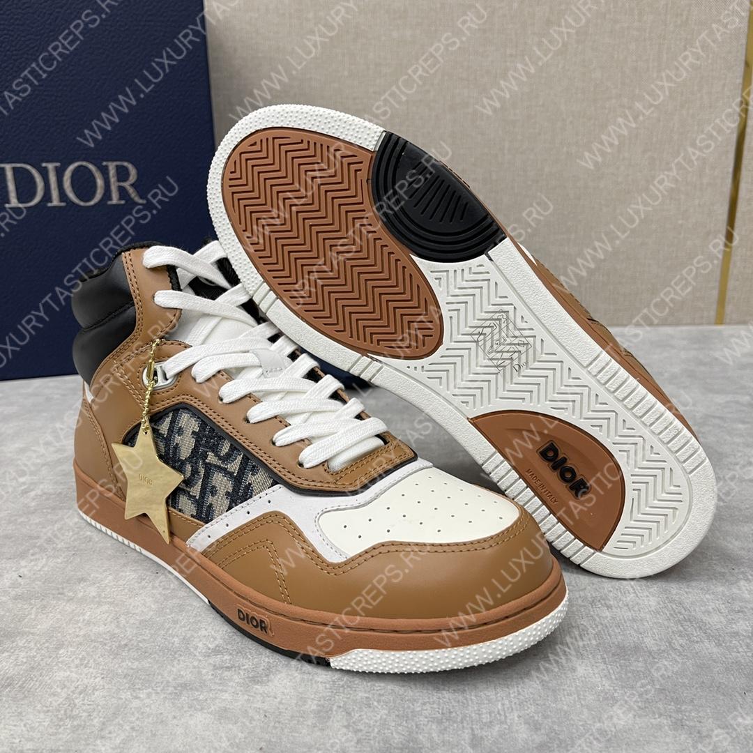 D*or b27 high-top sneaker brown and cream am1vi327tcch