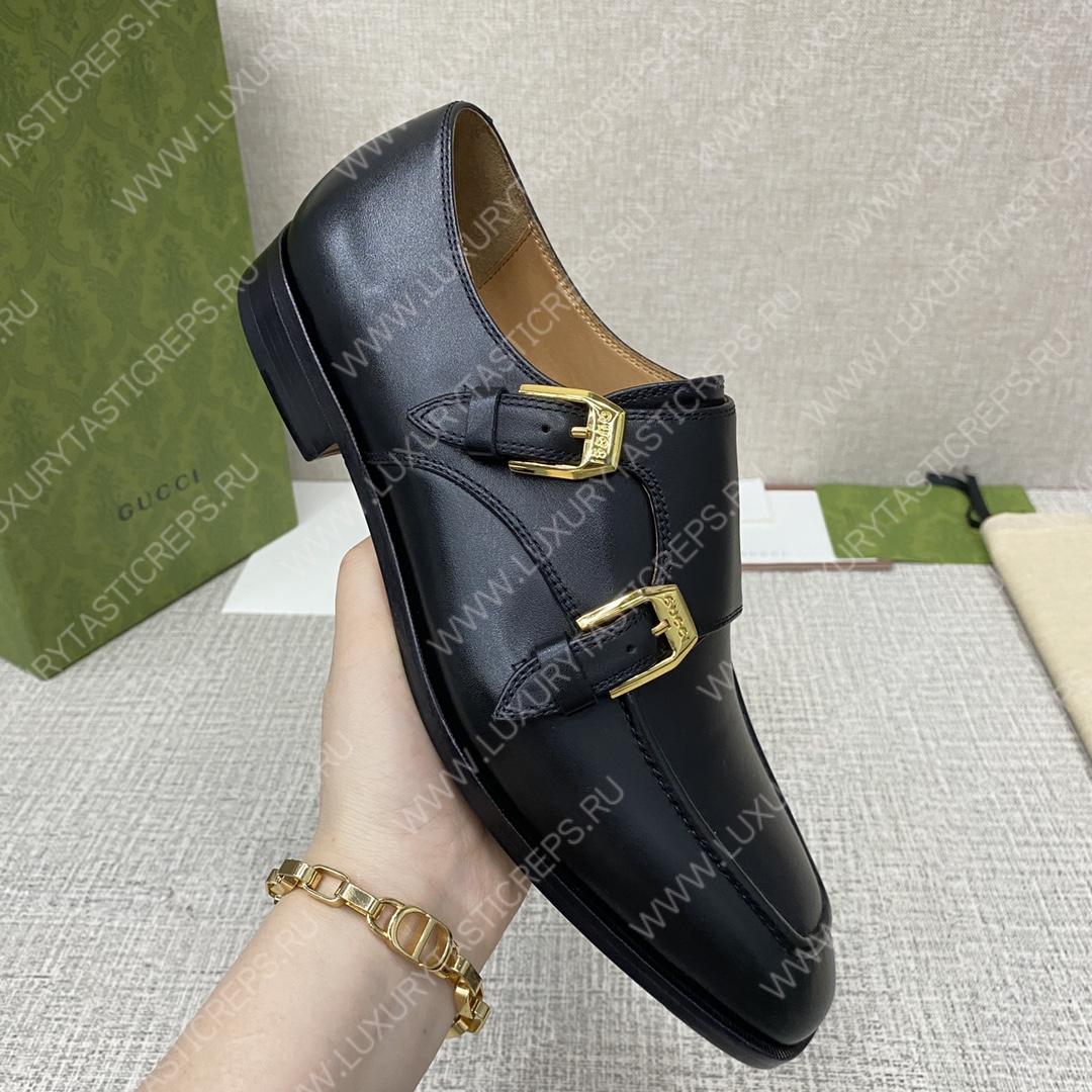 G*u*i signora double monk strap shoes black m60171