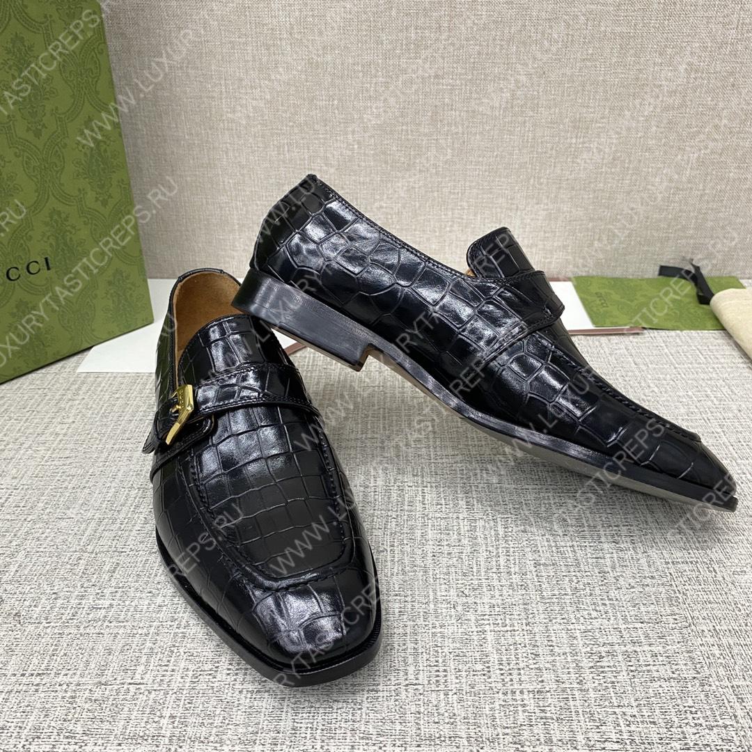 G*u*i signora monk croc strap shoes black m60173