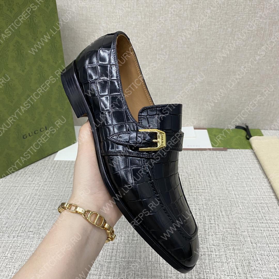 G*u*i signora monk croc strap shoes black m60173