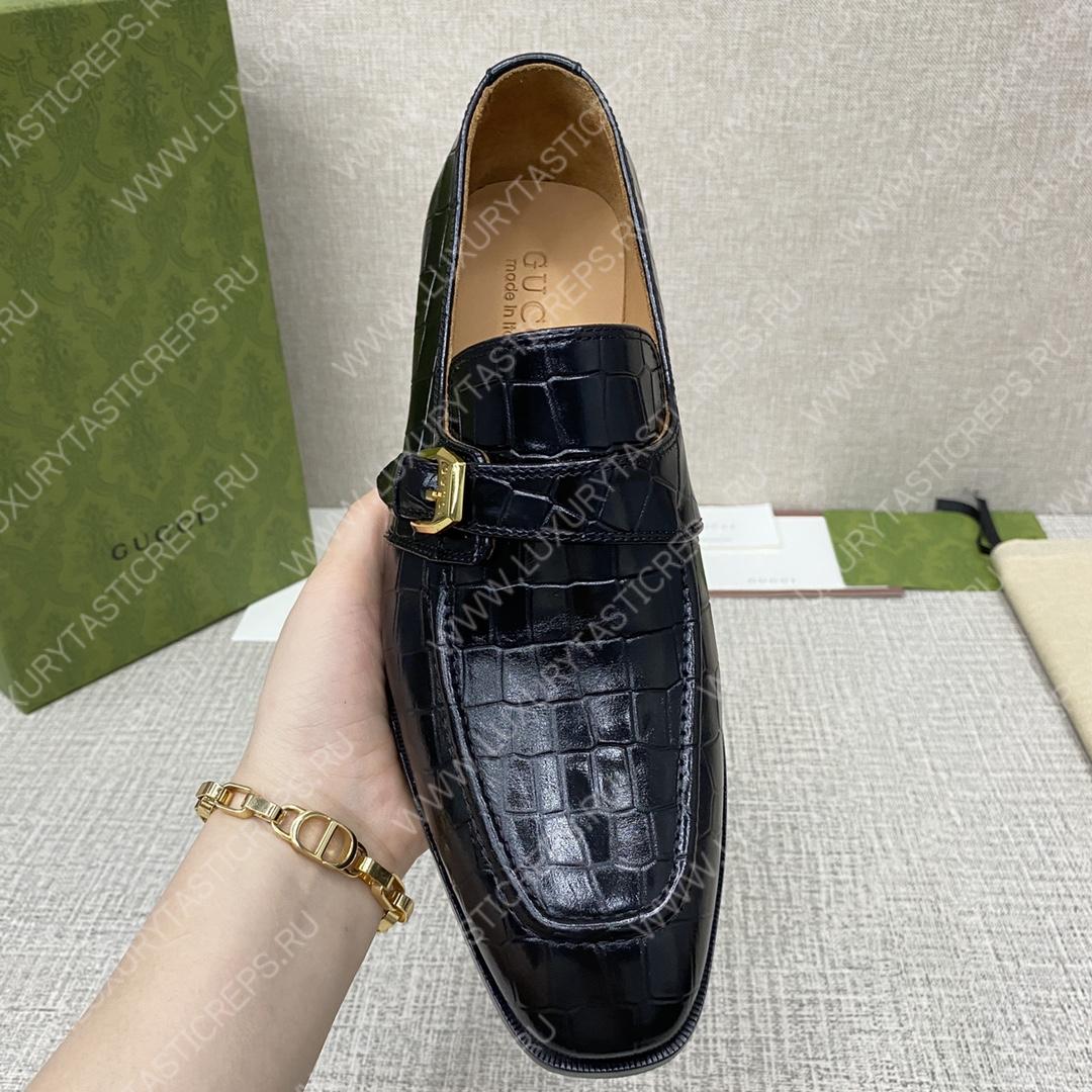 G*u*i signora monk croc strap shoes black m60173