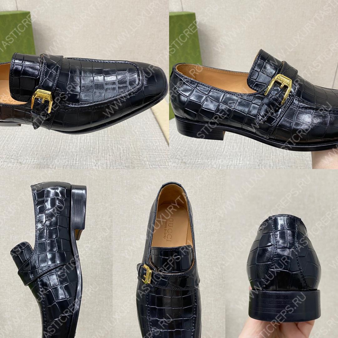 G*u*i signora monk croc strap shoes black m60173