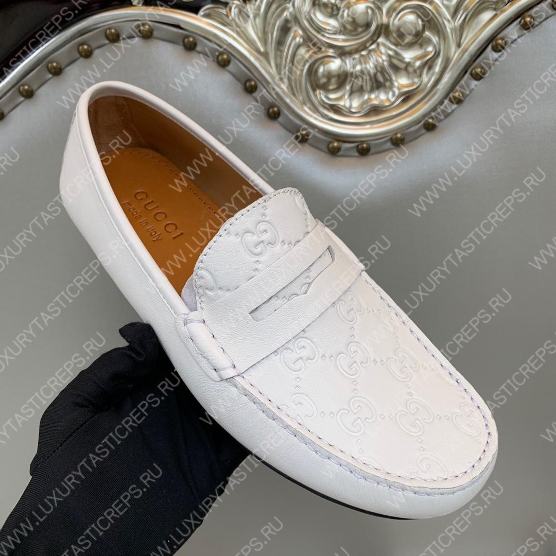G*u*i men’s 1953 horsebit loafer with g web white 307929